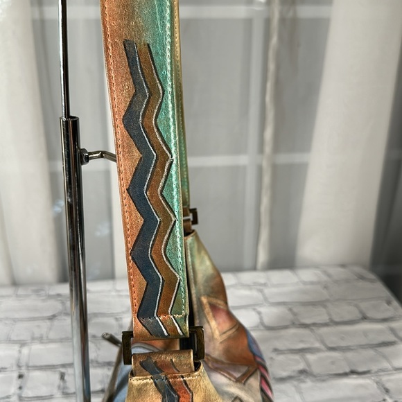 Anuschka Hand Painted Leather Purse Boho Hippie Handbag Tote India Abstract Art - Picture 12 of 16